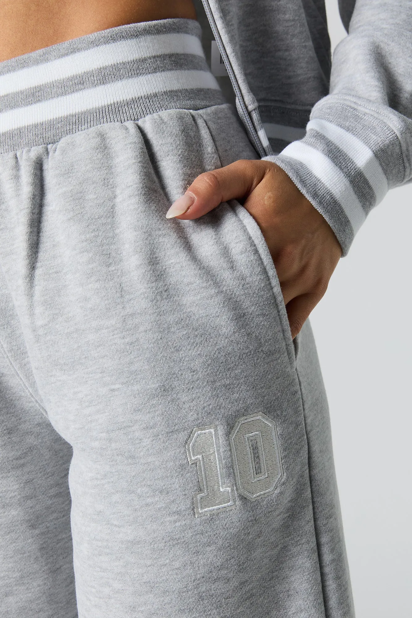 10 Embroidered Fleece Wide Leg Sweatpant