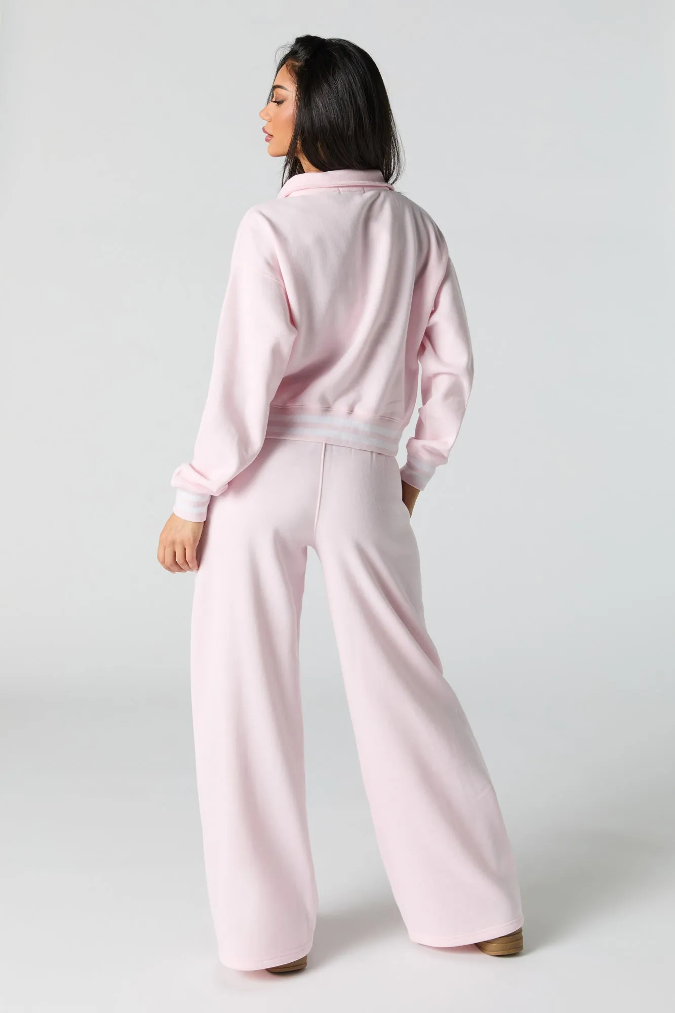 10 Embroidered Fleece Wide Leg Sweatpant