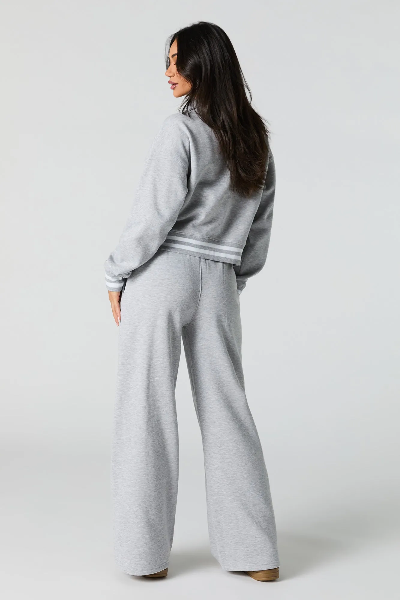 10 Embroidered Fleece Wide Leg Sweatpant
