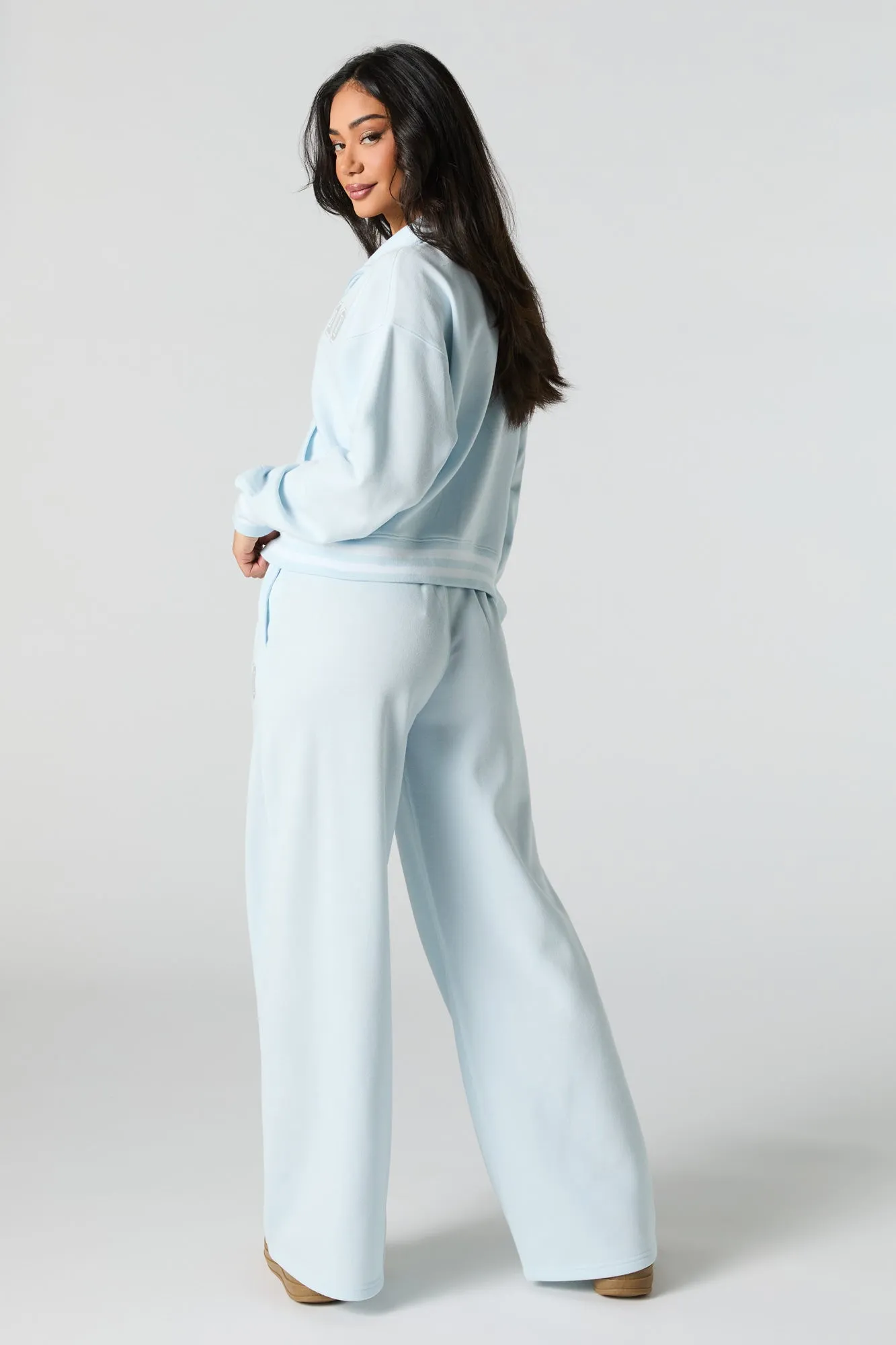 10 Embroidered Fleece Wide Leg Sweatpant