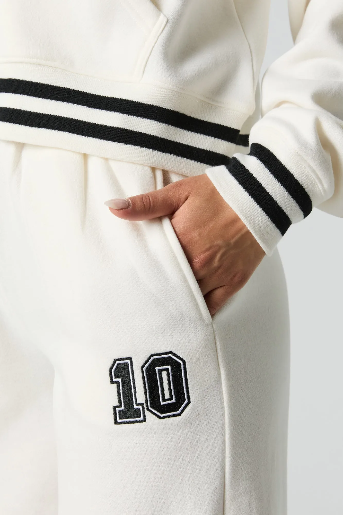 10 Embroidered Fleece Wide Leg Sweatpant