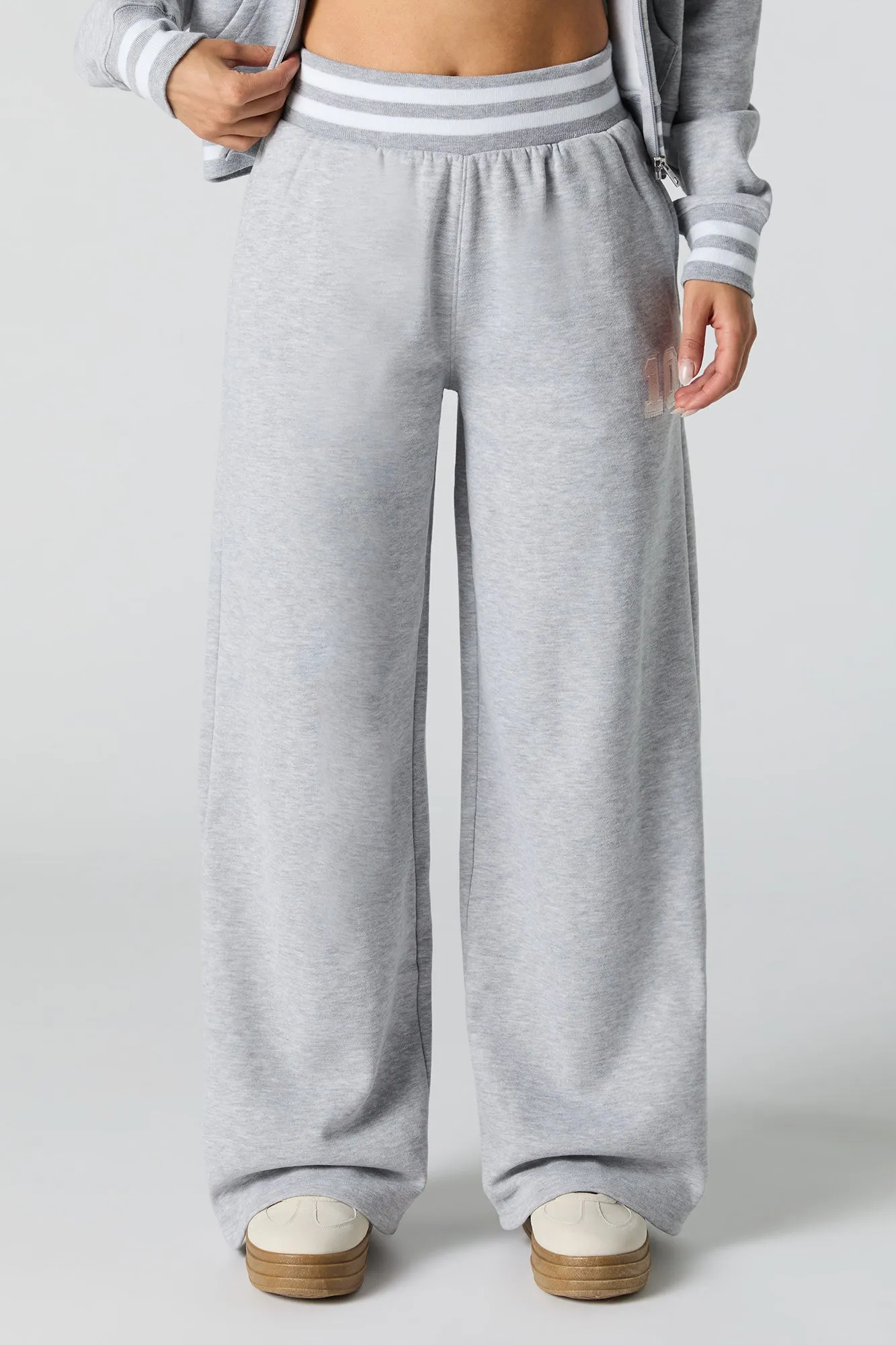 10 Embroidered Fleece Wide Leg Sweatpant