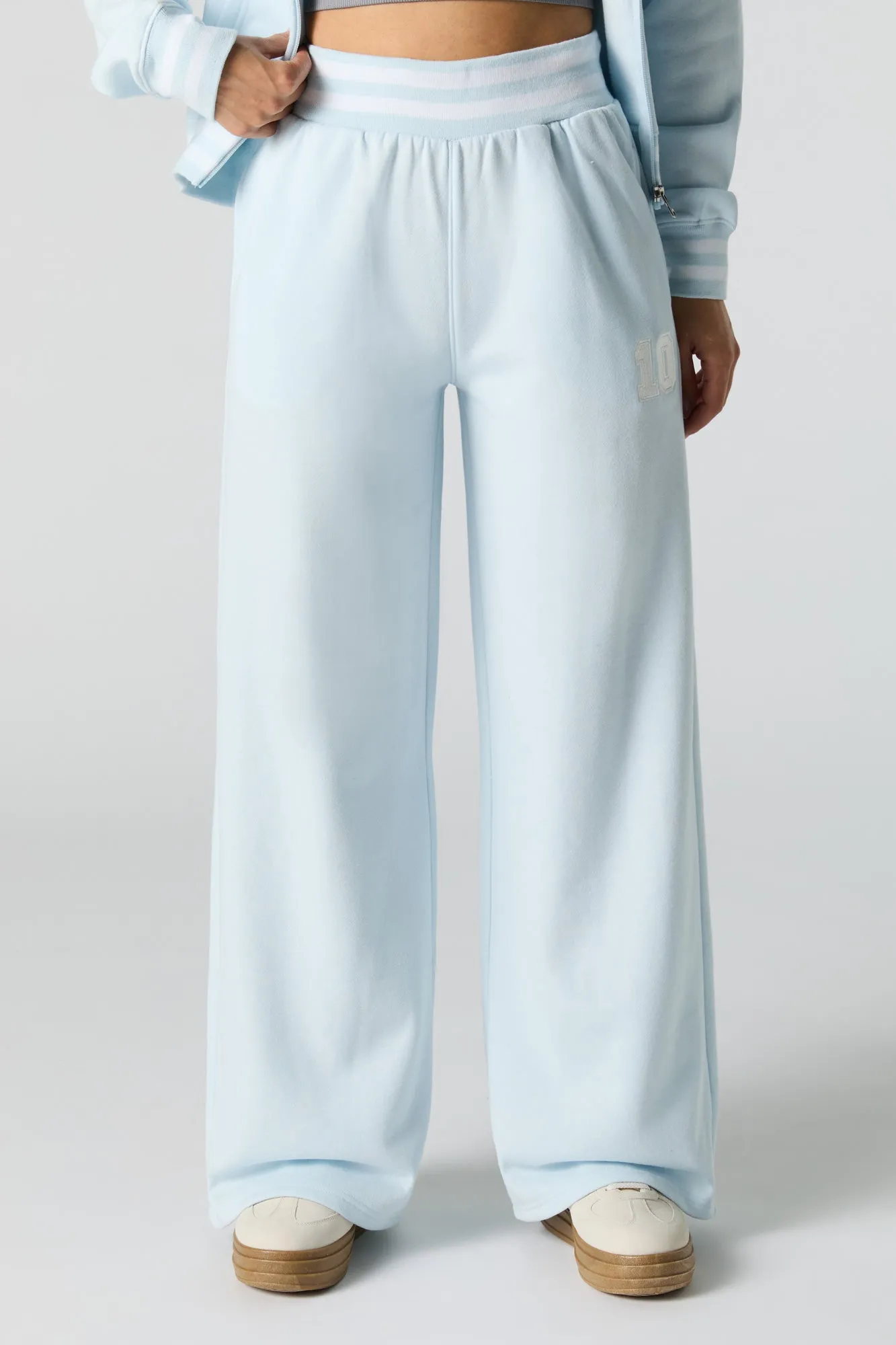 10 Embroidered Fleece Wide Leg Sweatpant