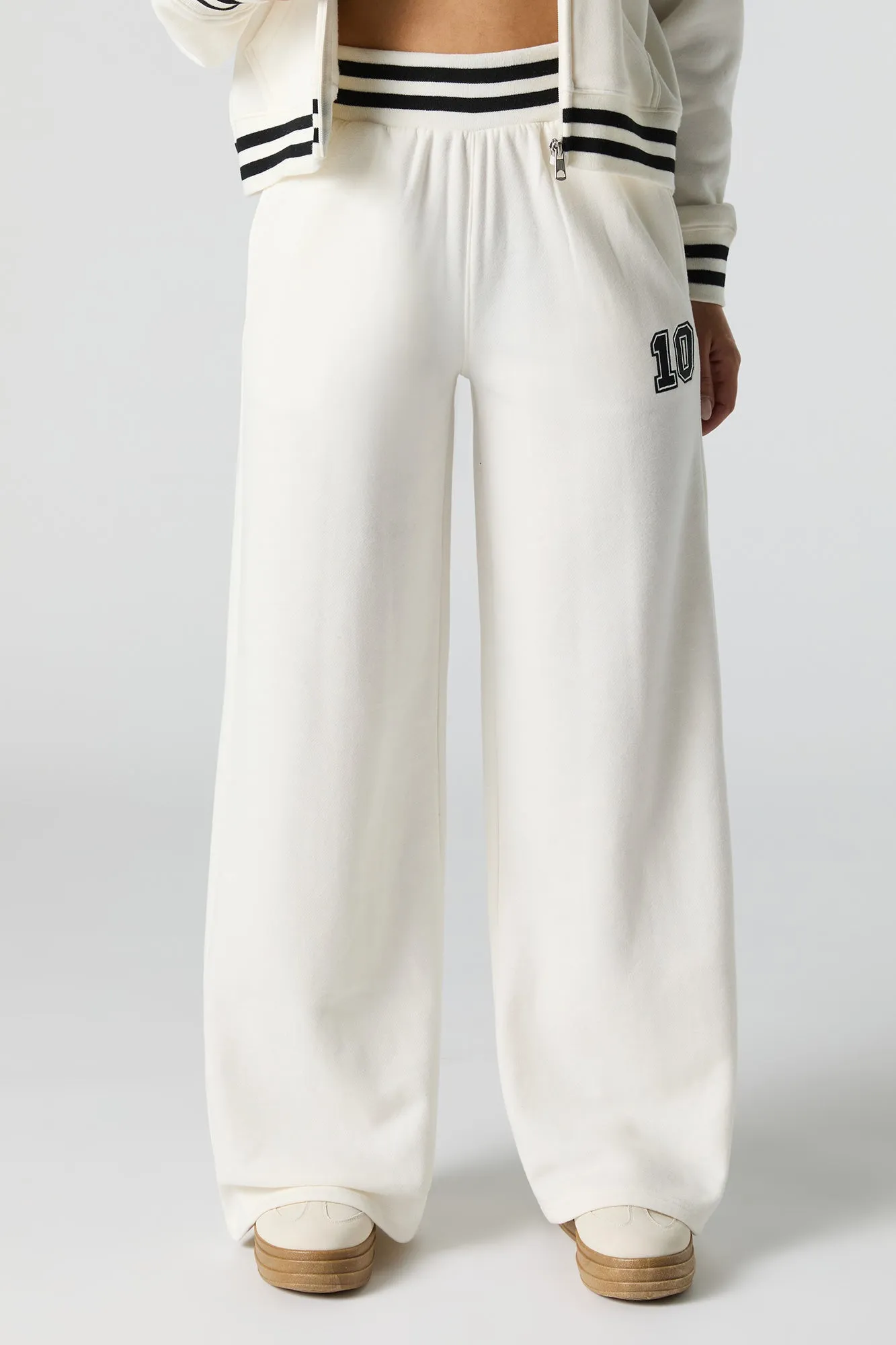 10 Embroidered Fleece Wide Leg Sweatpant