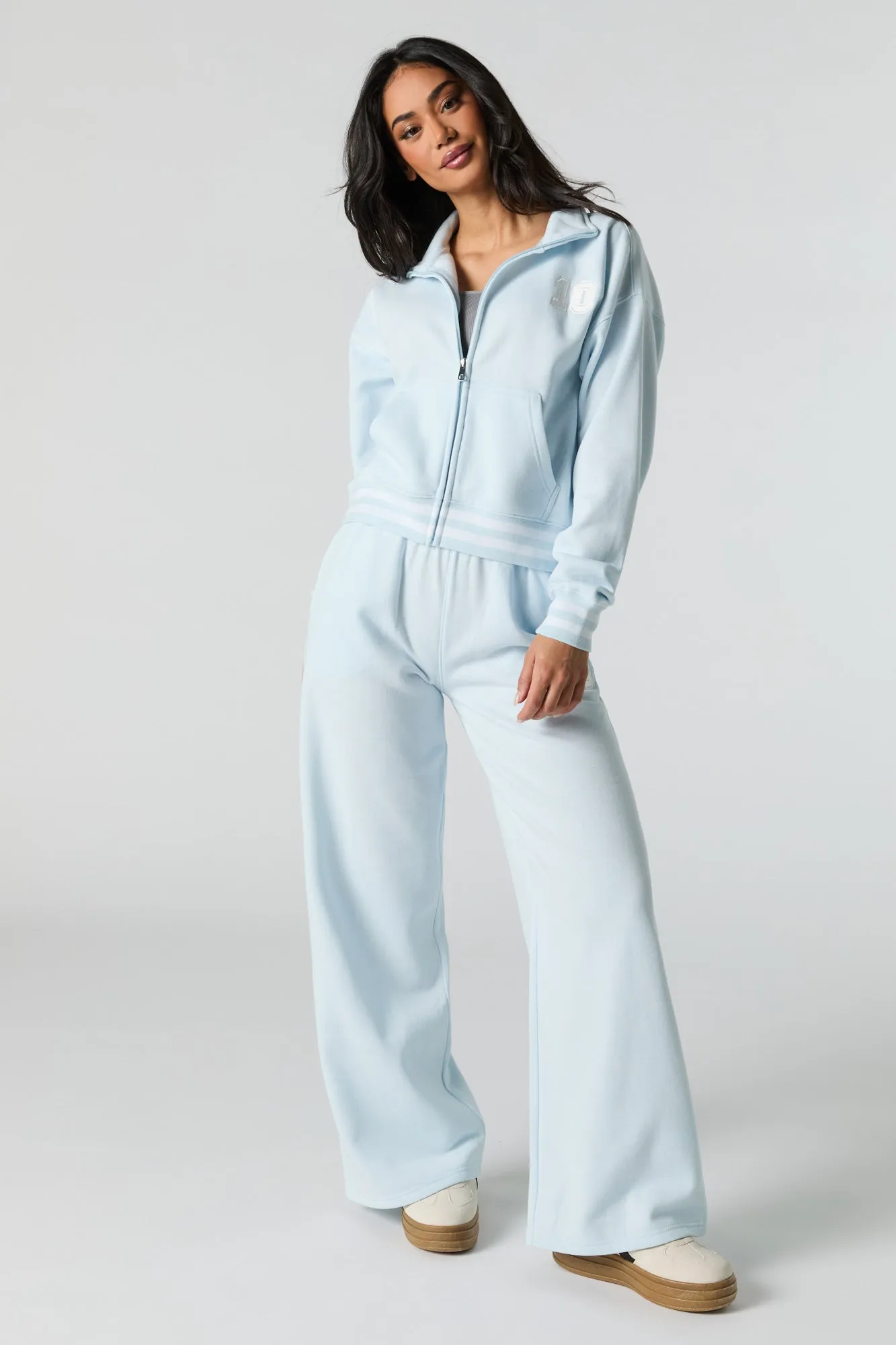 10 Embroidered Fleece Wide Leg Sweatpant