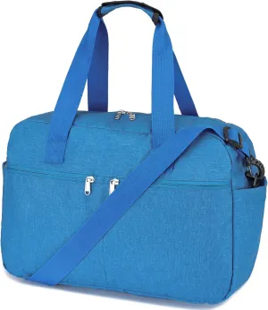 17" Small Gym Bag for Womens & Mens - Personal Item Travel Duffle Bag with Wet Pocket and Trolley Sleeve | Under Seat Weekender Carry on Luggage (Blue)