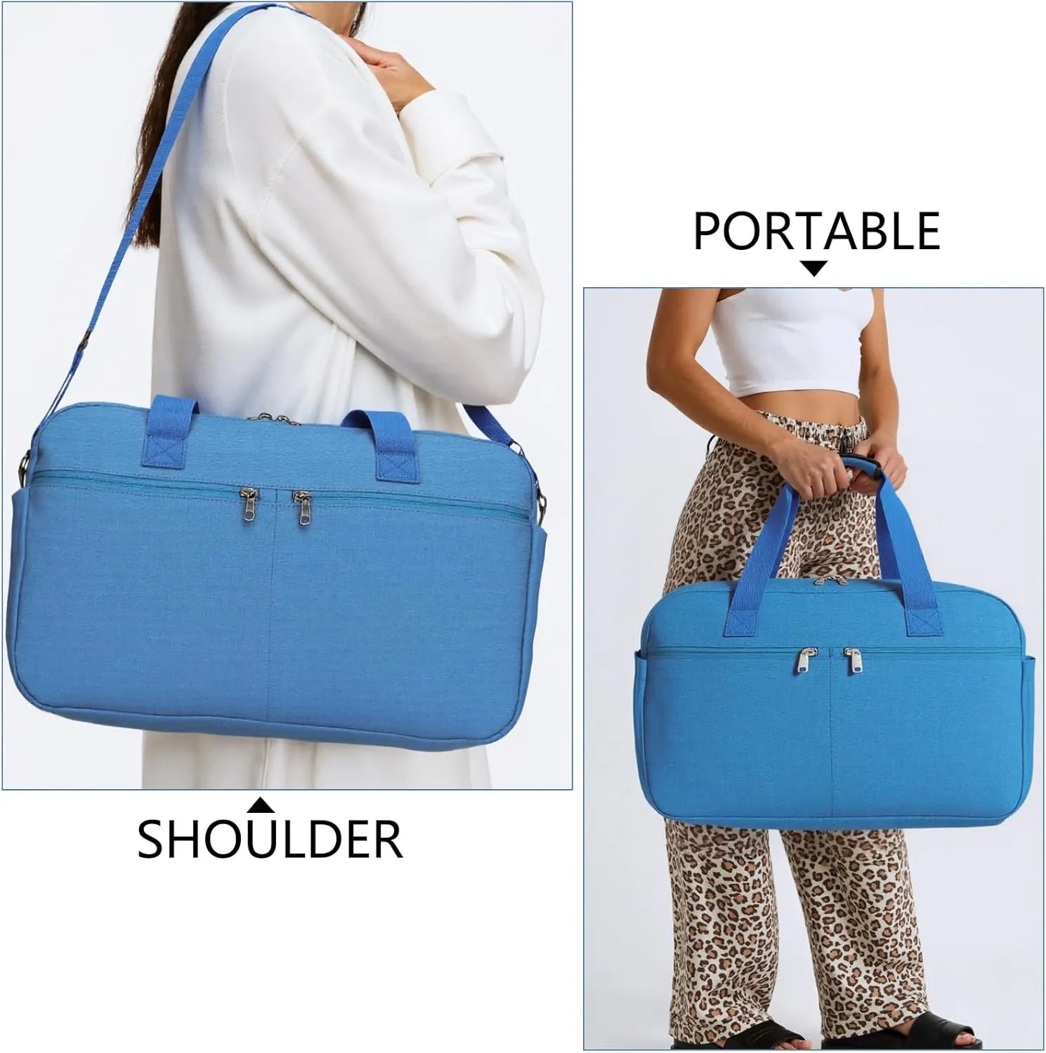 17" Small Gym Bag for Womens & Mens - Personal Item Travel Duffle Bag with Wet Pocket and Trolley Sleeve | Under Seat Weekender Carry on Luggage (Blue)
