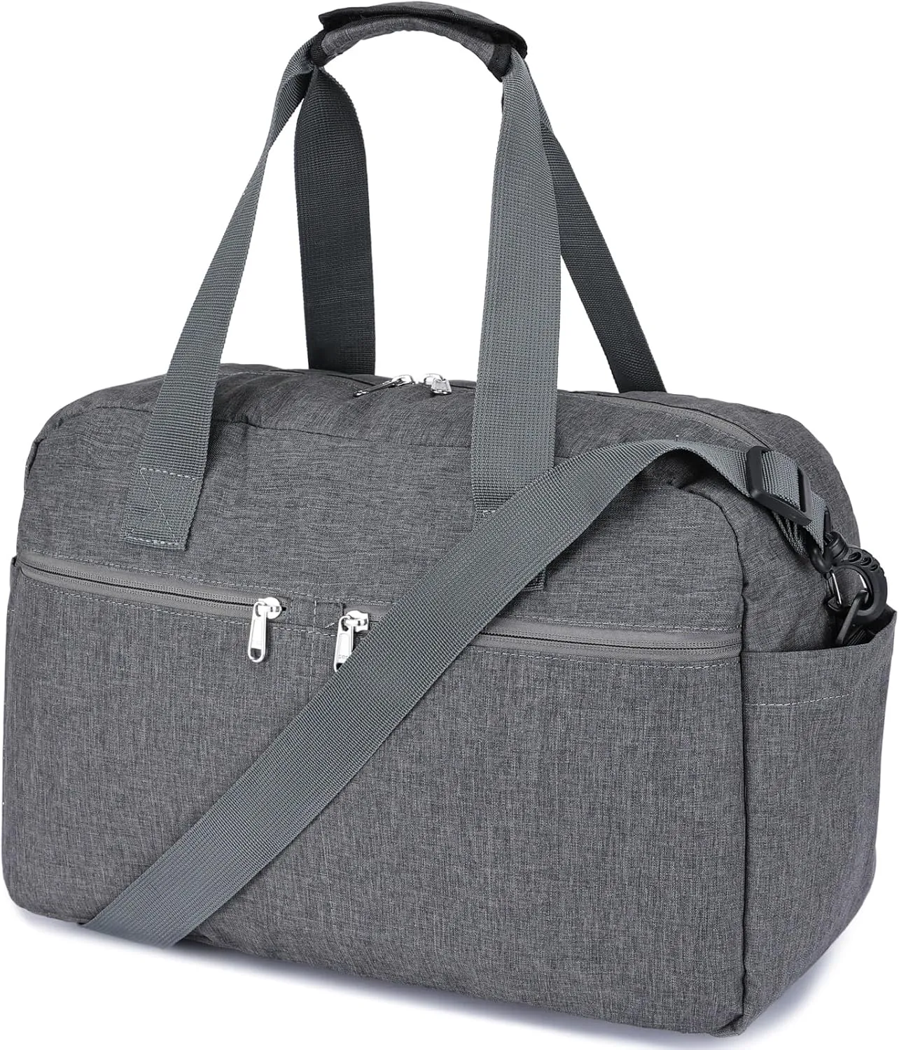 17" Small Gym Bag for Womens & Mens - Personal Item Travel Duffle Bag with Wet Pocket and Trolley Sleeve | Under Seat Weekender Carry on Luggage (Grey)