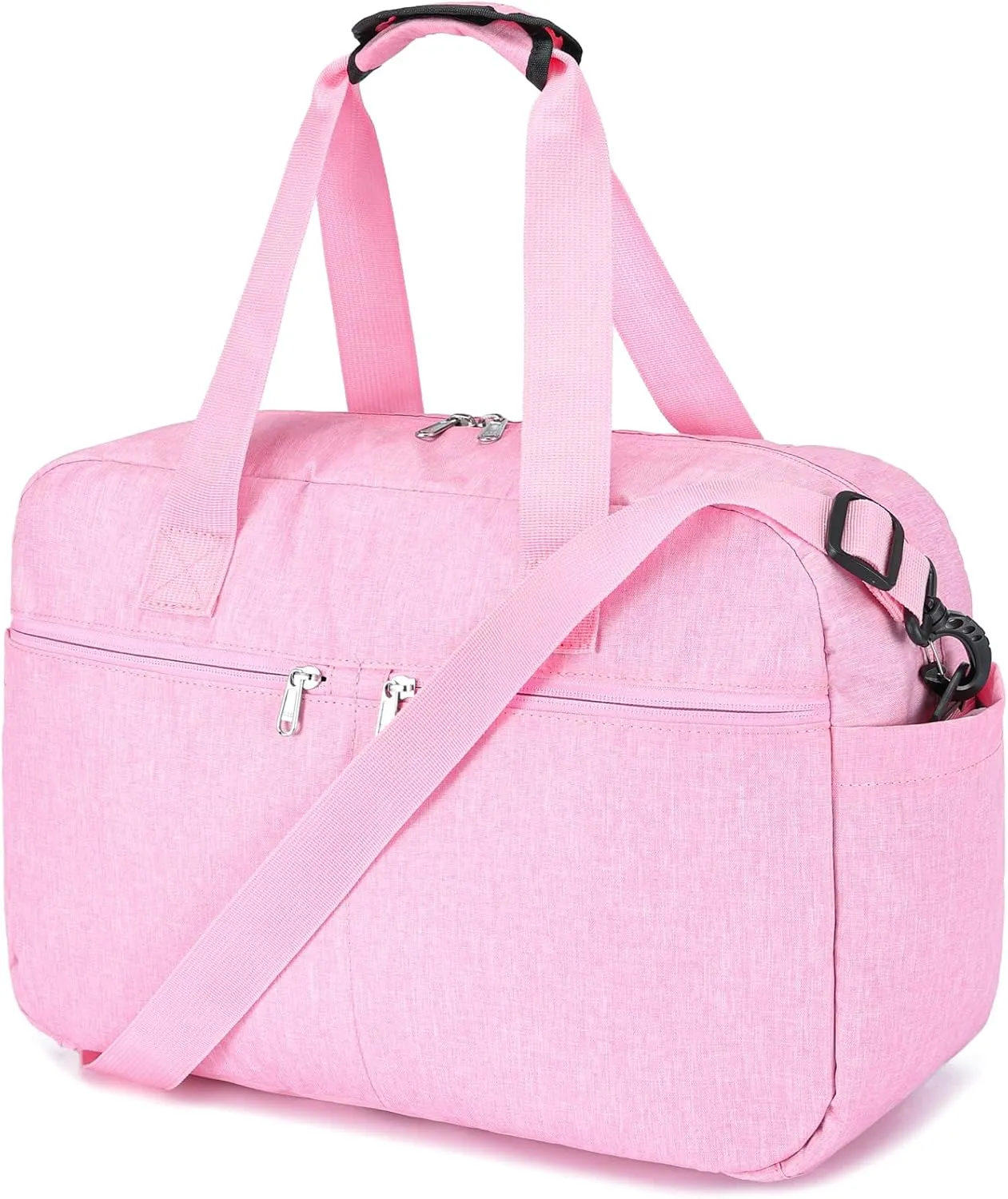 17" Small Gym Bag for Womens & Mens - Personal Item Travel Duffle Bag with Wet Pocket and Trolley Sleeve | Under Seat Weekender Carry on Luggage (Pink)