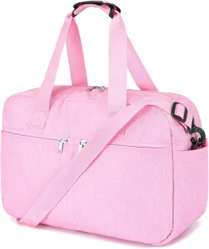 17" Small Gym Bag for Womens & Mens - Personal Item Travel Duffle Bag with Wet Pocket and Trolley Sleeve | Under Seat Weekender Carry on Luggage (Pink)