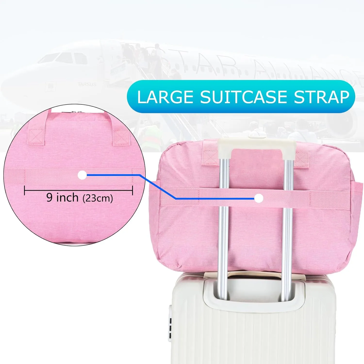 17" Small Gym Bag for Womens & Mens - Personal Item Travel Duffle Bag with Wet Pocket and Trolley Sleeve | Under Seat Weekender Carry on Luggage (Pink)
