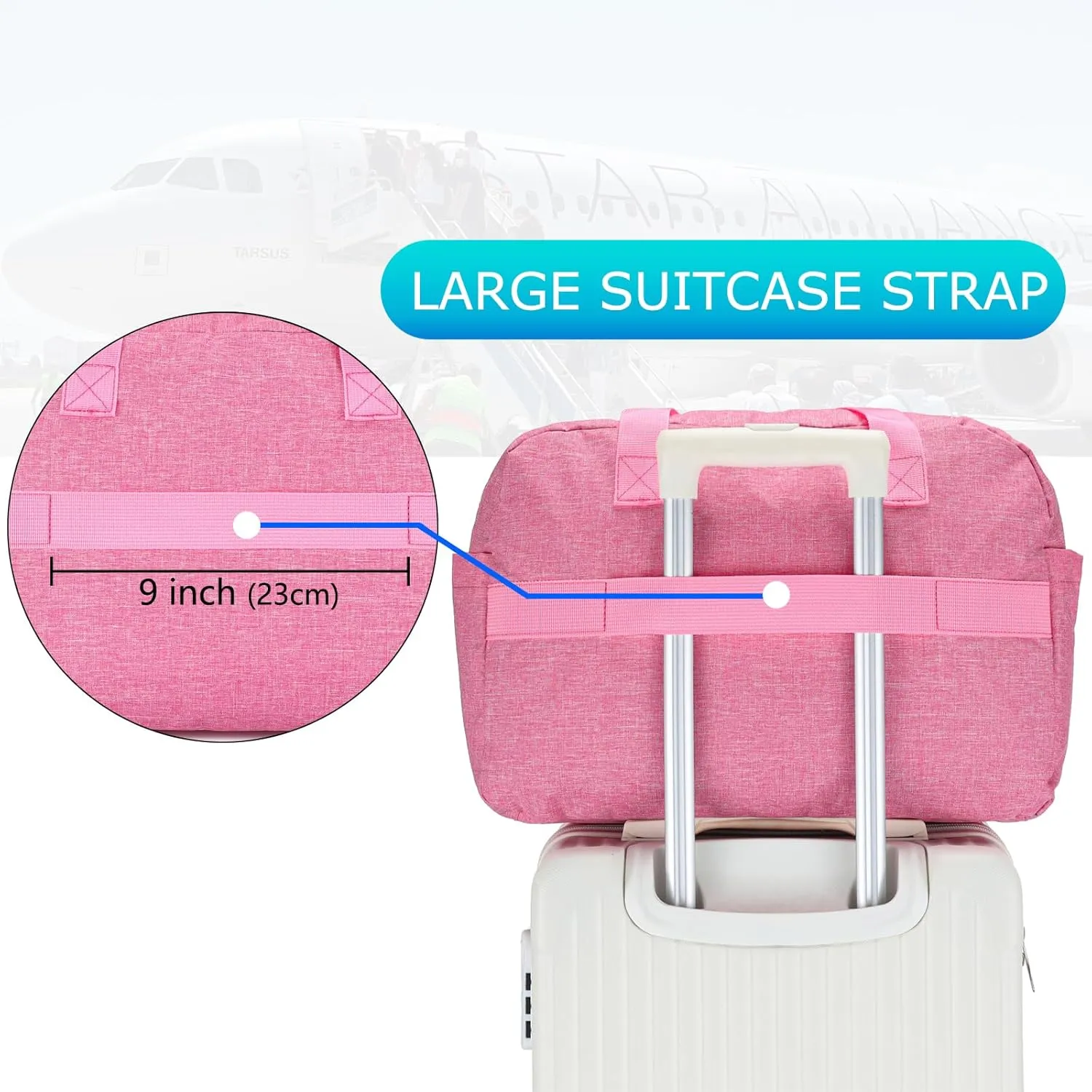 17" Small Gym Bag for Womens & Mens - Personal Item Travel Duffle Bag with Wet Pocket and Trolley Sleeve | Under Seat Weekender Carry on Luggage (Rose)
