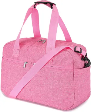 17" Small Gym Bag for Womens & Mens - Personal Item Travel Duffle Bag with Wet Pocket and Trolley Sleeve | Under Seat Weekender Carry on Luggage (Rose)