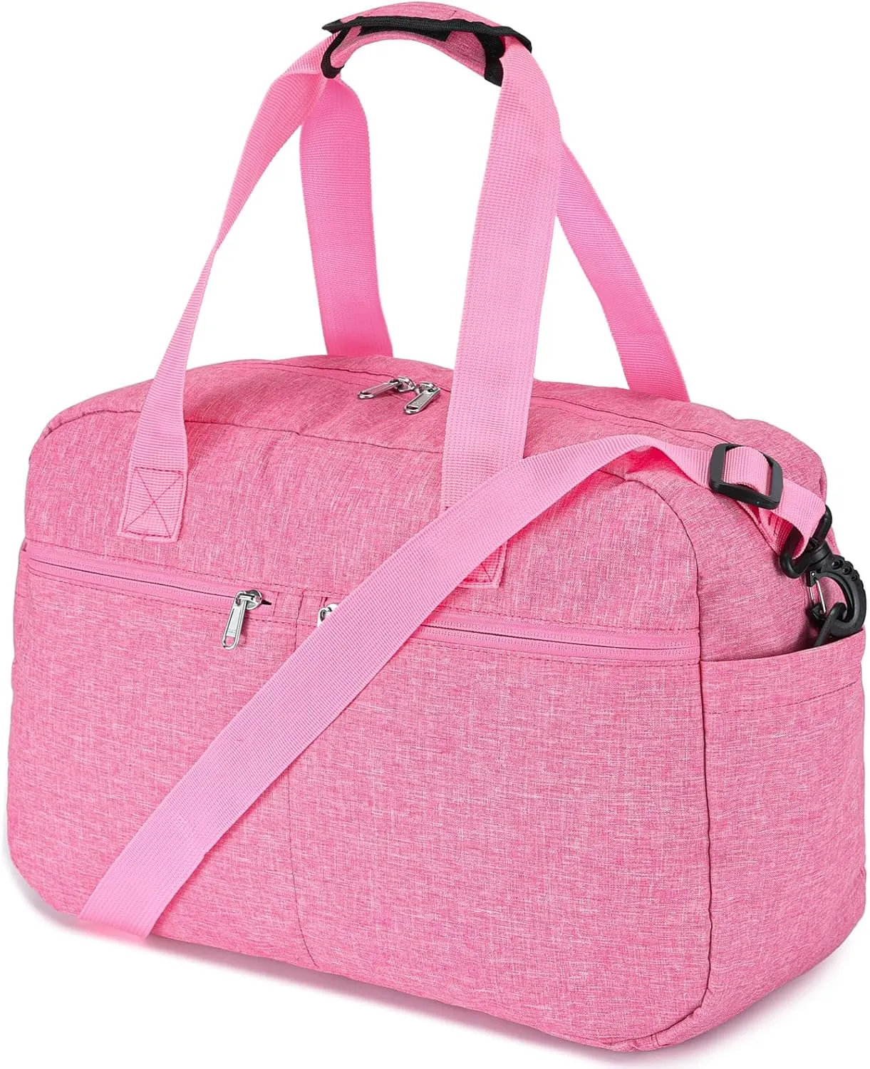 17" Small Gym Bag for Womens & Mens - Personal Item Travel Duffle Bag with Wet Pocket and Trolley Sleeve | Under Seat Weekender Carry on Luggage (Rose)
