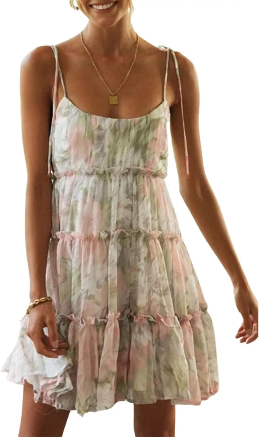 2024 New Women's Summer Printed Suspender Mini Dress,Summer Floral Mini Dress,Women's Boho Floral Mini Dress