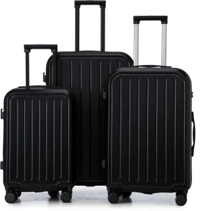 20/24/28 Inch ABS Spinner Wheel Luggage with Cup Holder & USB Port, Black