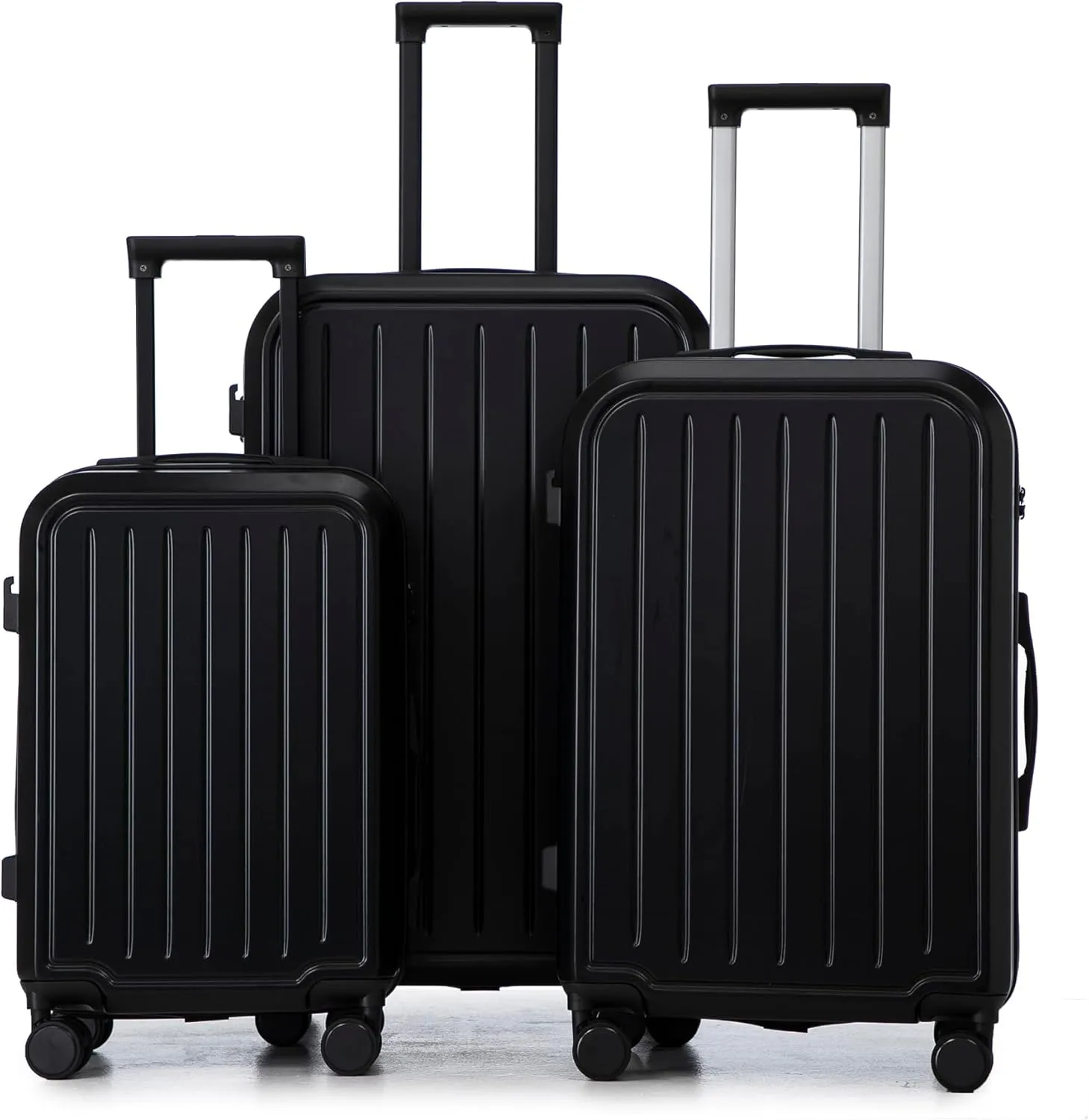 20/24/28 Inch ABS Spinner Wheel Luggage with Cup Holder & USB Port, Black