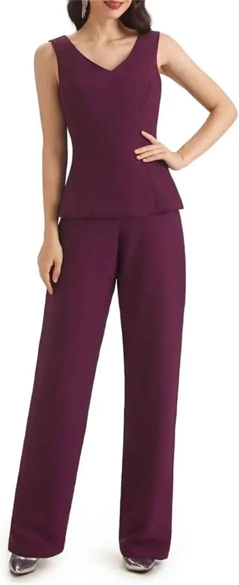 3 PCS Mother of The Bride Pant Suits 3 Pieces Chiffon Pant Suits for Women Dressy Wedding Guest