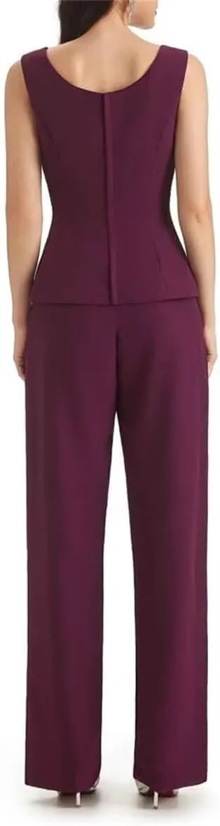 3 PCS Mother of The Bride Pant Suits 3 Pieces Chiffon Pant Suits for Women Dressy Wedding Guest