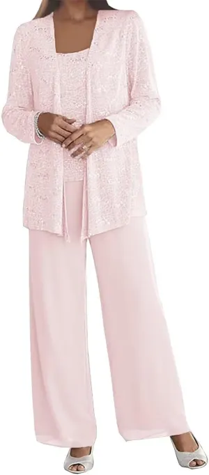 3 Pieces Lace Mother of The Bride Pant Suits for Wedding Formal Outfit Dressy Women's Jumpsuit