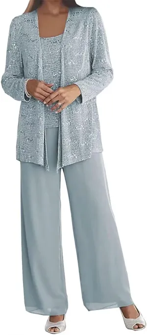 3 Pieces Lace Mother of The Bride Pant Suits for Wedding Formal Outfit Dressy Women's Jumpsuit