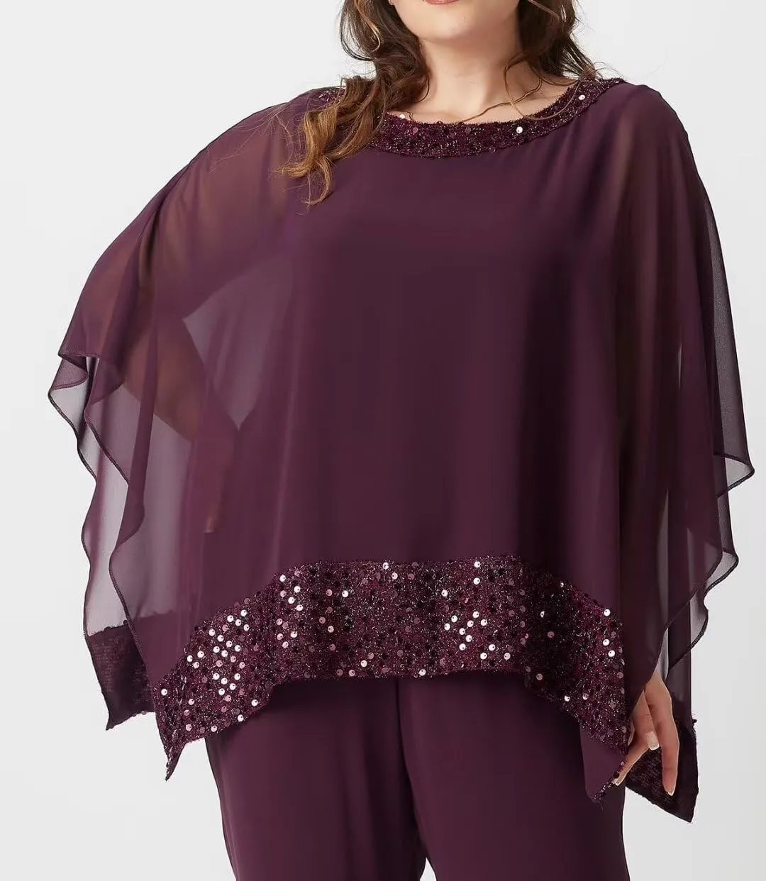 3 Pieces Mother of The Bride Pantsuits for Wedding Chiffon Sequin Pant Suits for Women Dressy Wedding Guest Outfit