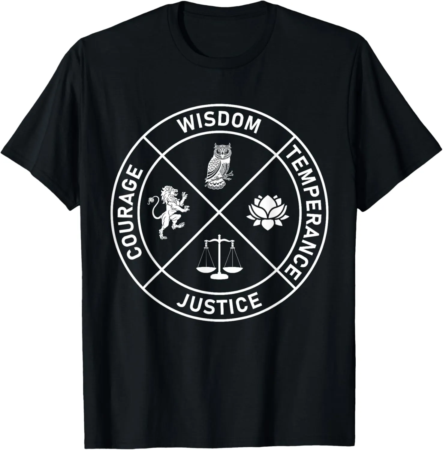 4 Stoic Virtues Wisdom Temperance Justice Courage Stoicism T-Shirt