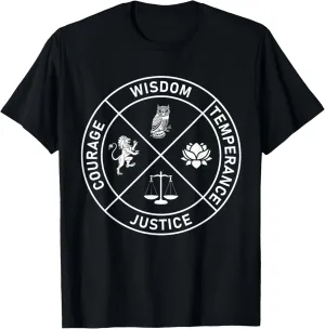 4 Stoic Virtues Wisdom Temperance Justice Courage Stoicism T-Shirt