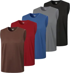 5 Pack Men's Mesh Athletic Tank Top Quick Dry Moisture Wicking Sleeveless Shirts Workout Training