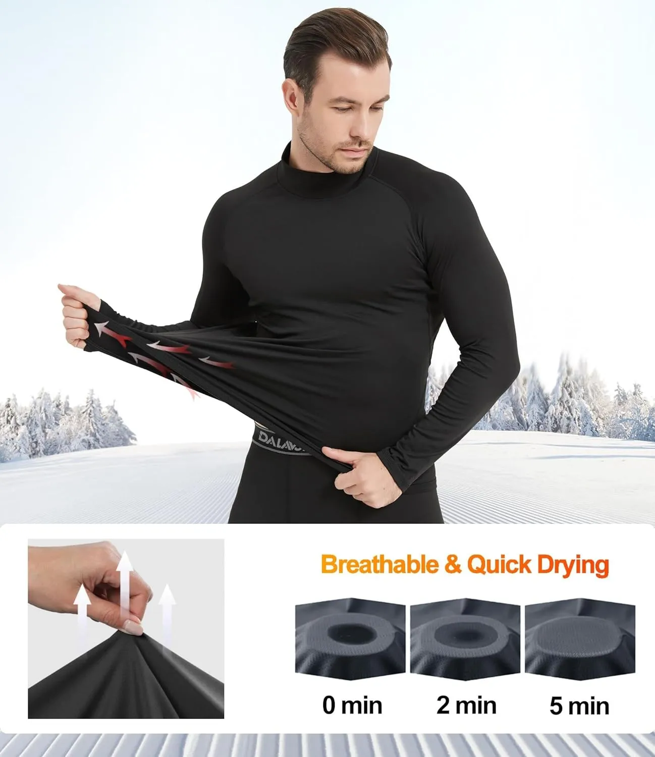 5 Pack Thermal Compression Shirts for Men Mock Turtleneck Long Sleeve Running Undershirt Base Layer Tops for Winter