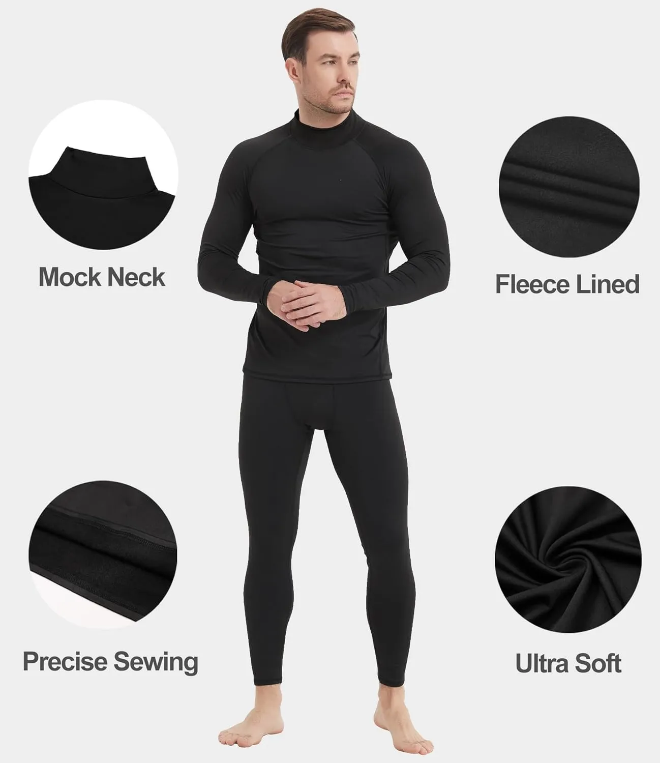 5 Pack Thermal Compression Shirts for Men Mock Turtleneck Long Sleeve Running Undershirt Base Layer Tops for Winter