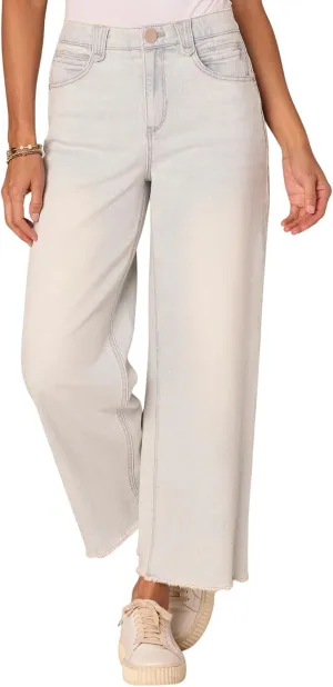 Ab Solution Skyrise Round Up Boyfriend Wide Leg Jeans with Fray Hem