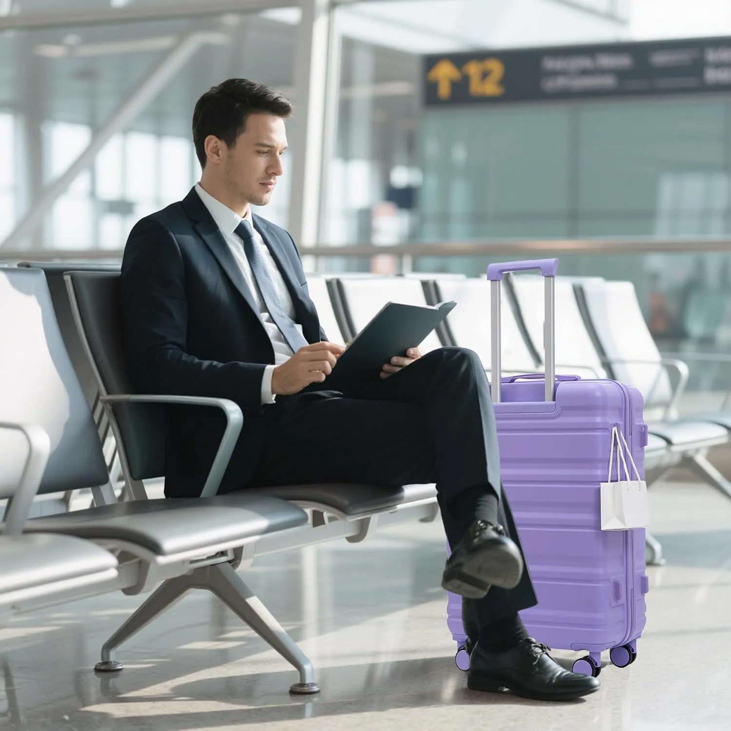 ABS Spinner Wheel Luggage - Carry-On Suitcase with TSA Lock, Durable & Waterproof, Large Capacity, Ergonomic Handle, Blue Purple