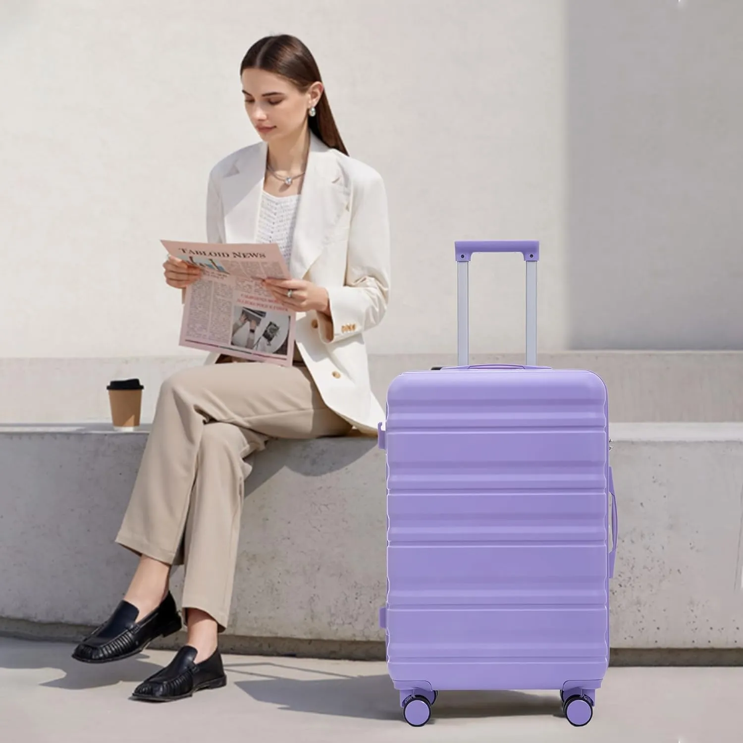 ABS Spinner Wheel Luggage - Carry-On Suitcase with TSA Lock, Durable & Waterproof, Large Capacity, Ergonomic Handle, Blue Purple