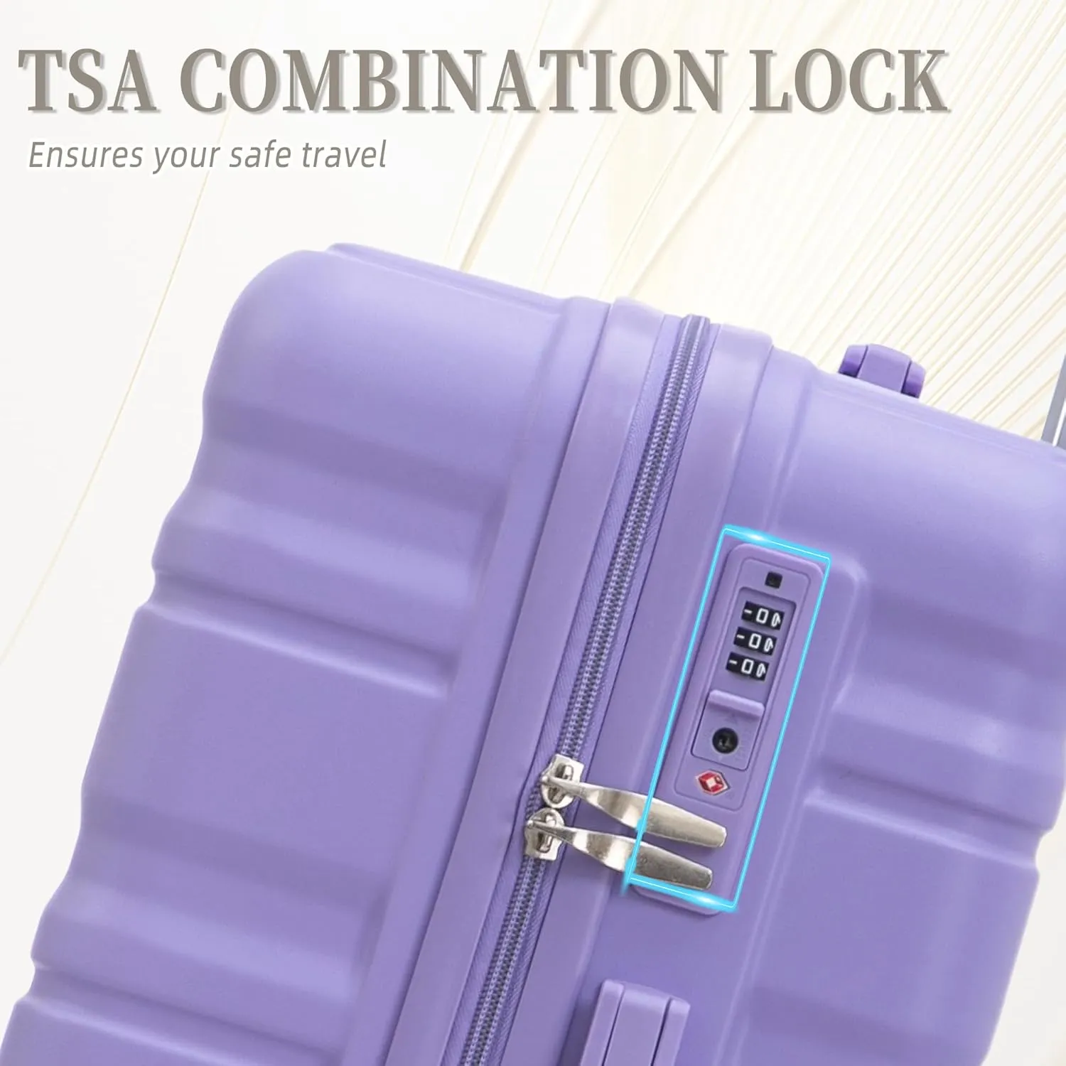 ABS Spinner Wheel Luggage - Carry-On Suitcase with TSA Lock, Durable & Waterproof, Large Capacity, Ergonomic Handle, Blue Purple