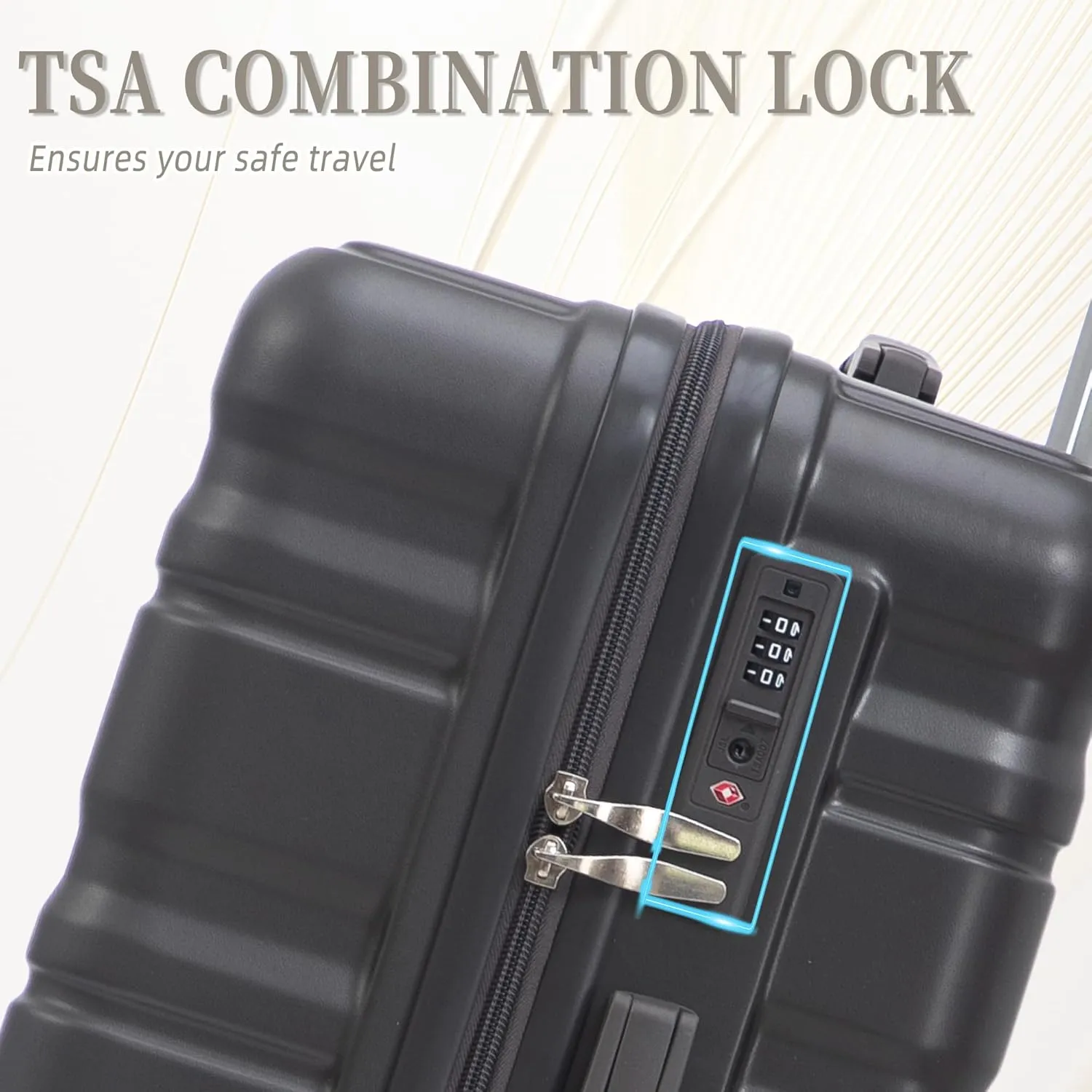 ABS Spinner Wheel Luggage - Carry-On Suitcase with TSA Lock, Durable & Waterproof, Large Capacity, Ergonomic Handle, Dark Gray