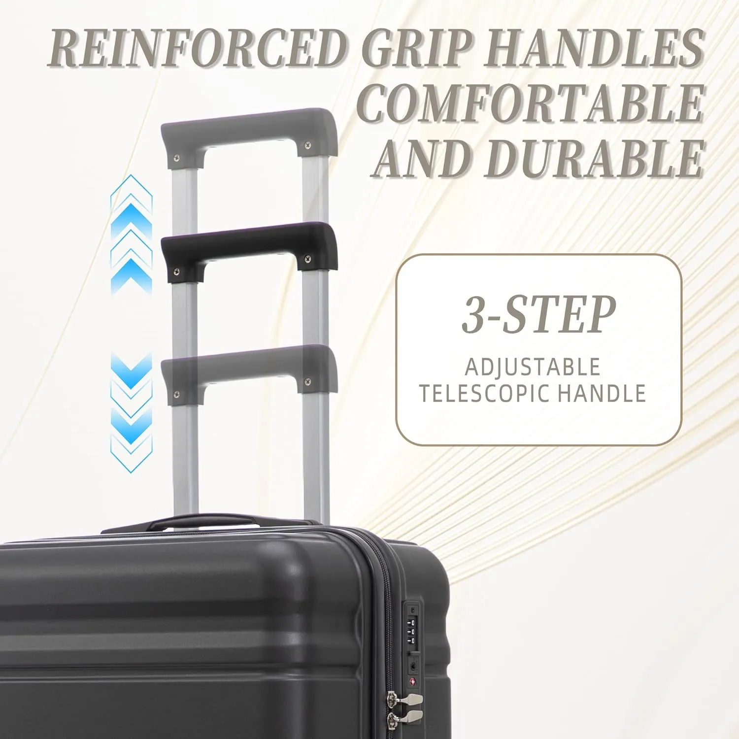 ABS Spinner Wheel Luggage - Carry-On Suitcase with TSA Lock, Durable & Waterproof, Large Capacity, Ergonomic Handle, Dark Gray