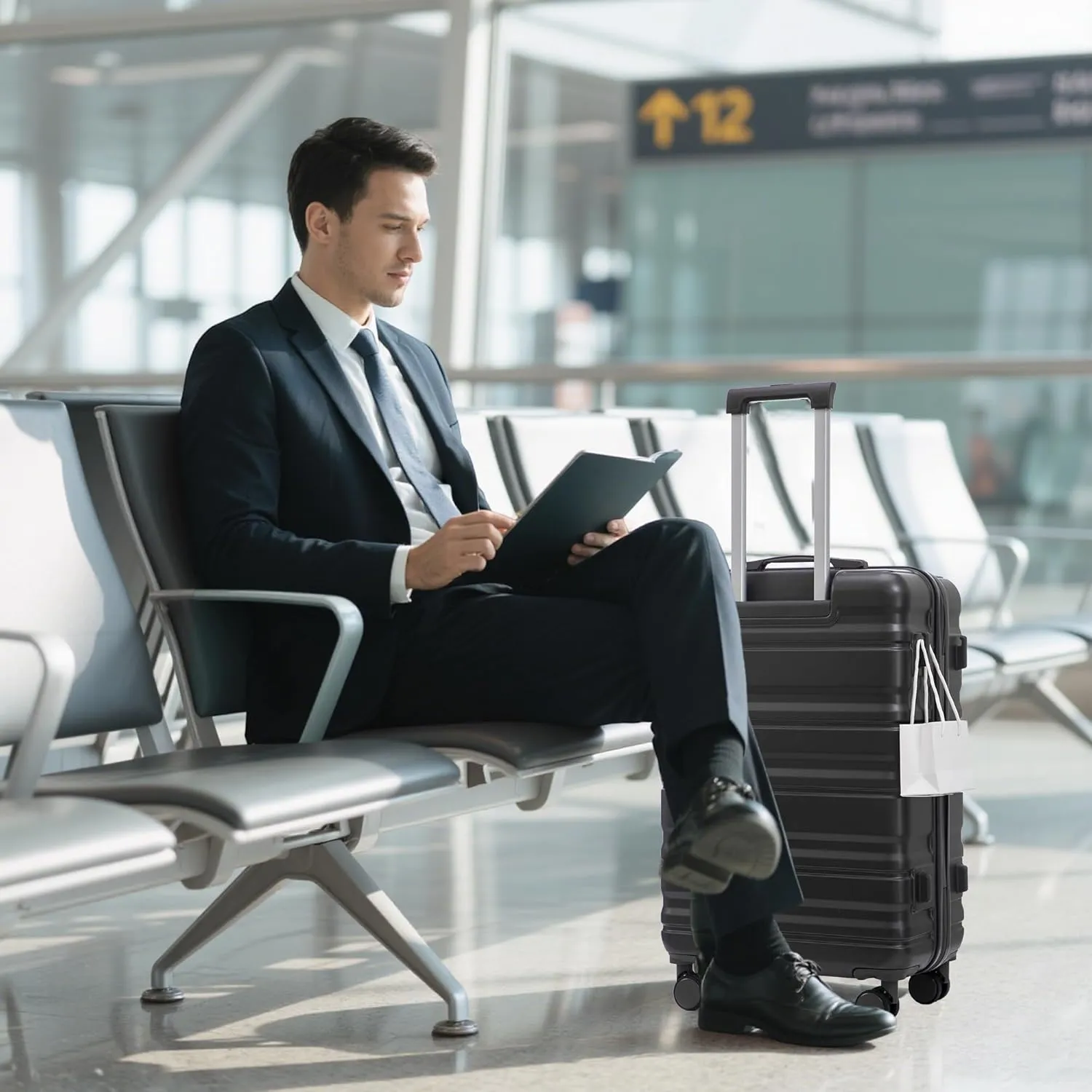 ABS Spinner Wheel Luggage - Carry-On Suitcase with TSA Lock, Durable & Waterproof, Large Capacity, Ergonomic Handle, Dark Gray