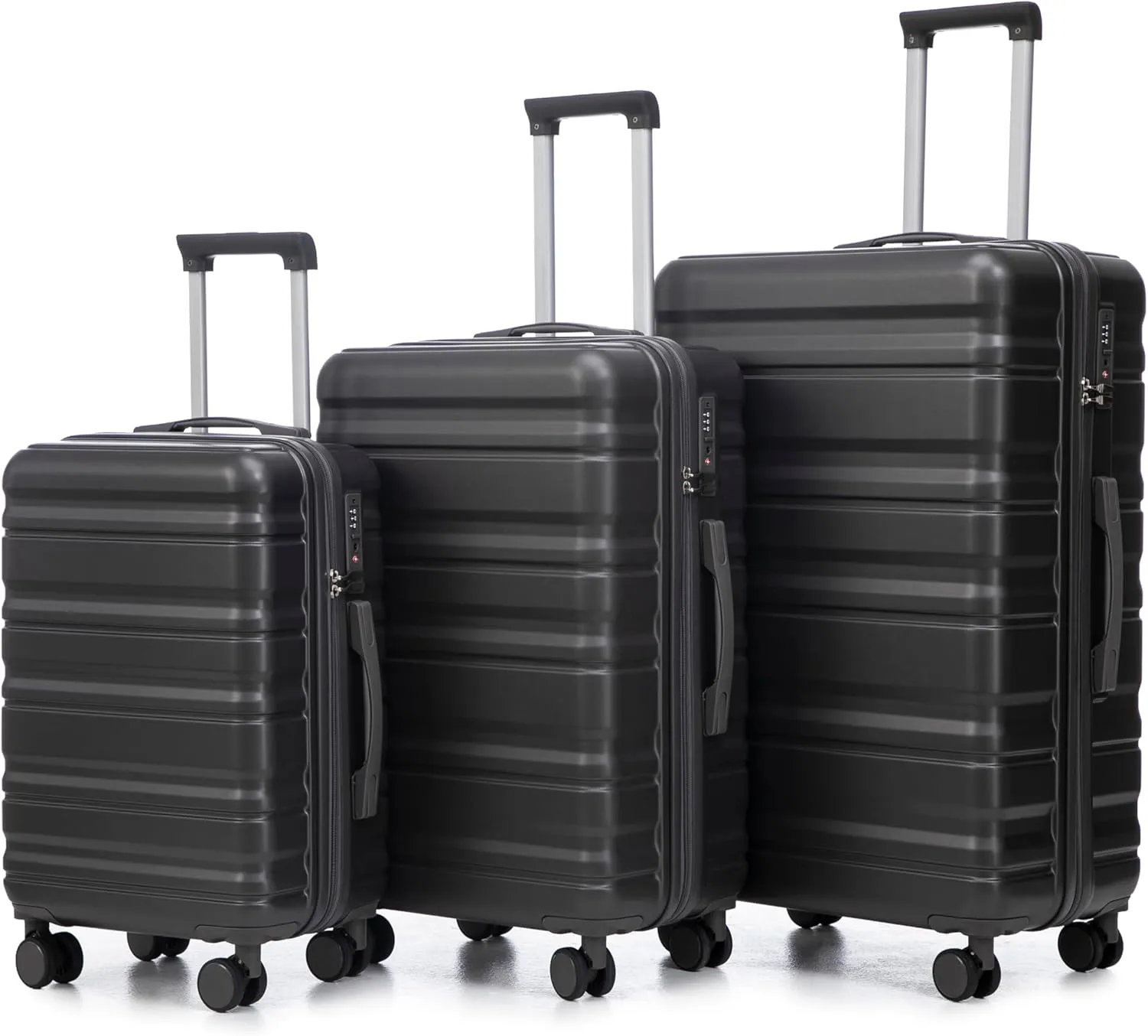 ABS Spinner Wheel Luggage - Carry-On Suitcase with TSA Lock, Durable & Waterproof, Large Capacity, Ergonomic Handle, Dark Gray