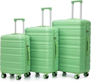 ABS Spinner Wheel Luggage - Carry-On Suitcase with TSA Lock, Durable & Waterproof, Large Capacity, Ergonomic Handle, Green