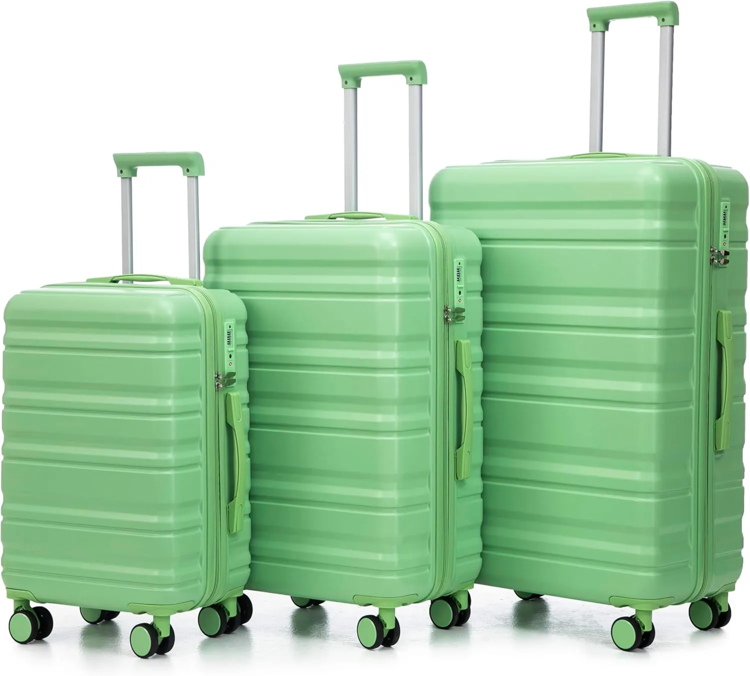 ABS Spinner Wheel Luggage - Carry-On Suitcase with TSA Lock, Durable & Waterproof, Large Capacity, Ergonomic Handle, Green