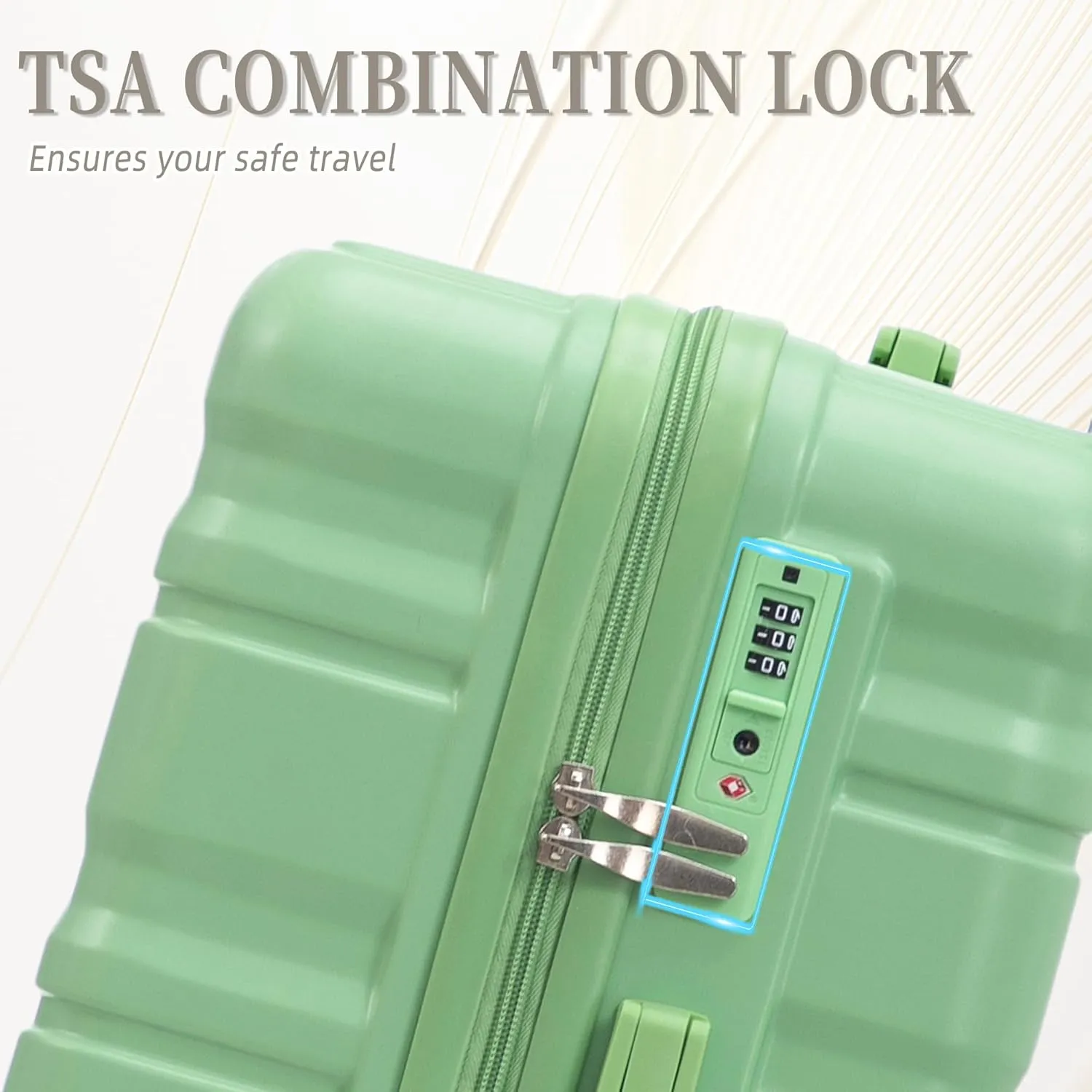 ABS Spinner Wheel Luggage - Carry-On Suitcase with TSA Lock, Durable & Waterproof, Large Capacity, Ergonomic Handle, Green