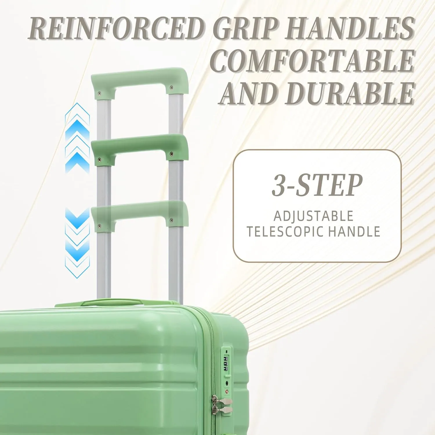 ABS Spinner Wheel Luggage - Carry-On Suitcase with TSA Lock, Durable & Waterproof, Large Capacity, Ergonomic Handle, Green