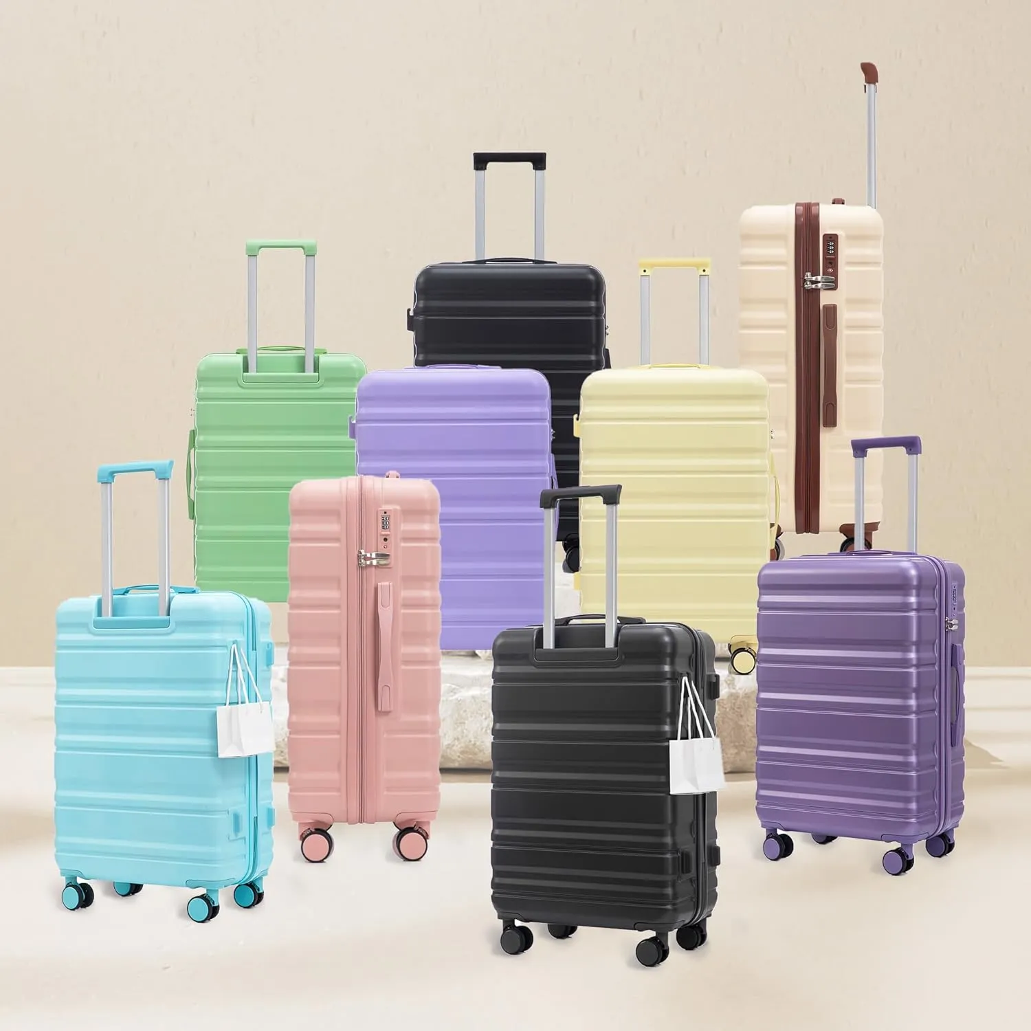 ABS Spinner Wheel Luggage - Carry-On Suitcase with TSA Lock, Durable & Waterproof, Large Capacity, Ergonomic Handle, Green