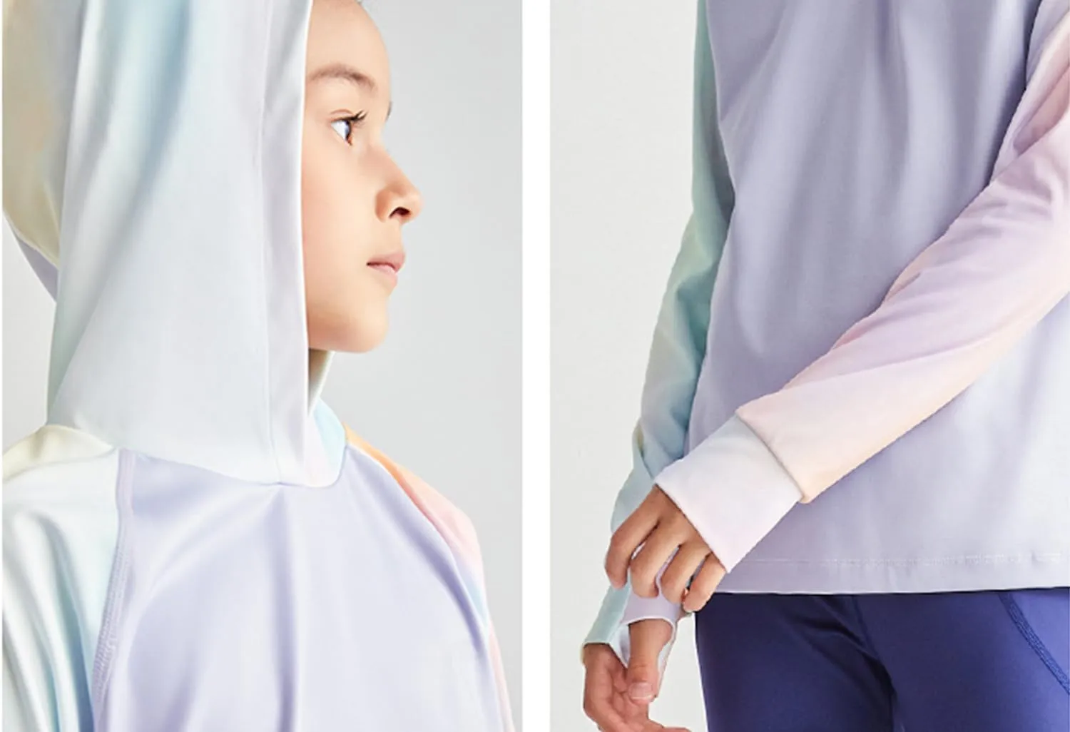 ACESTAR Girls Long Sleeve Sun Shirt, UPF50  UV/Sun Protection Athletic Hoodie with Thumb Hole Kids Quick Dry Fit UV Shirts