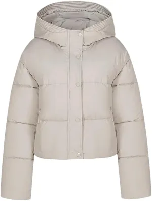 Adhdyuud Women Hooded Short Cotton Padded Coat Winter Warm Solid Casual Zipper Outwear