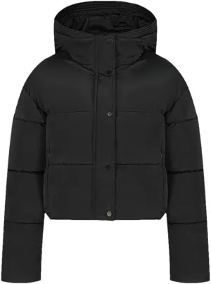 Adhdyuud Women Hooded Short Cotton Padded Coat Winter Warm Solid Casual Zipper Outwear
