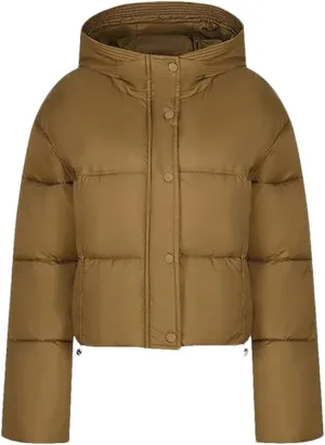 Adhdyuud Women Hooded Short Cotton Padded Coat Winter Warm Solid Casual Zipper Outwear