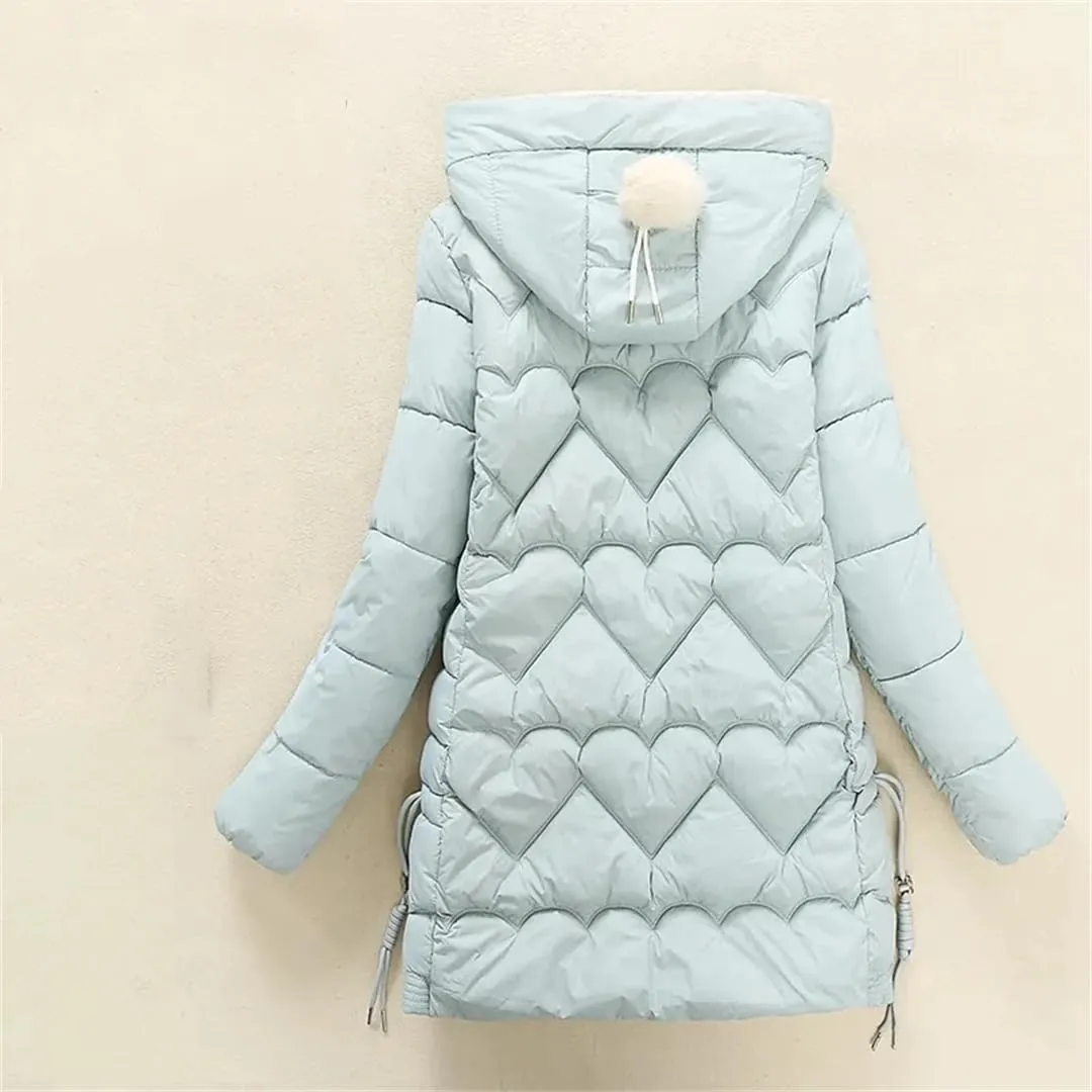 Adhdyuud Womens Solid With Pocket Cotton Padded Coat Casual Hooded Zipper Warm Jacket Winter