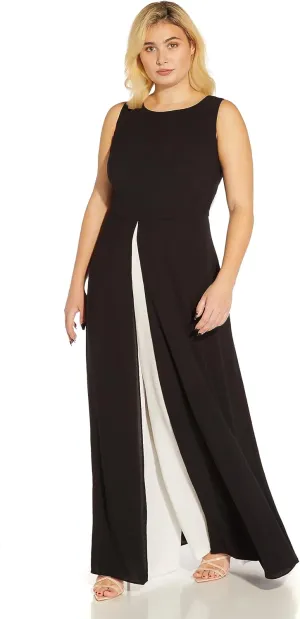 Adrianna Papell Womens Crepe Overlay Jumpsuit